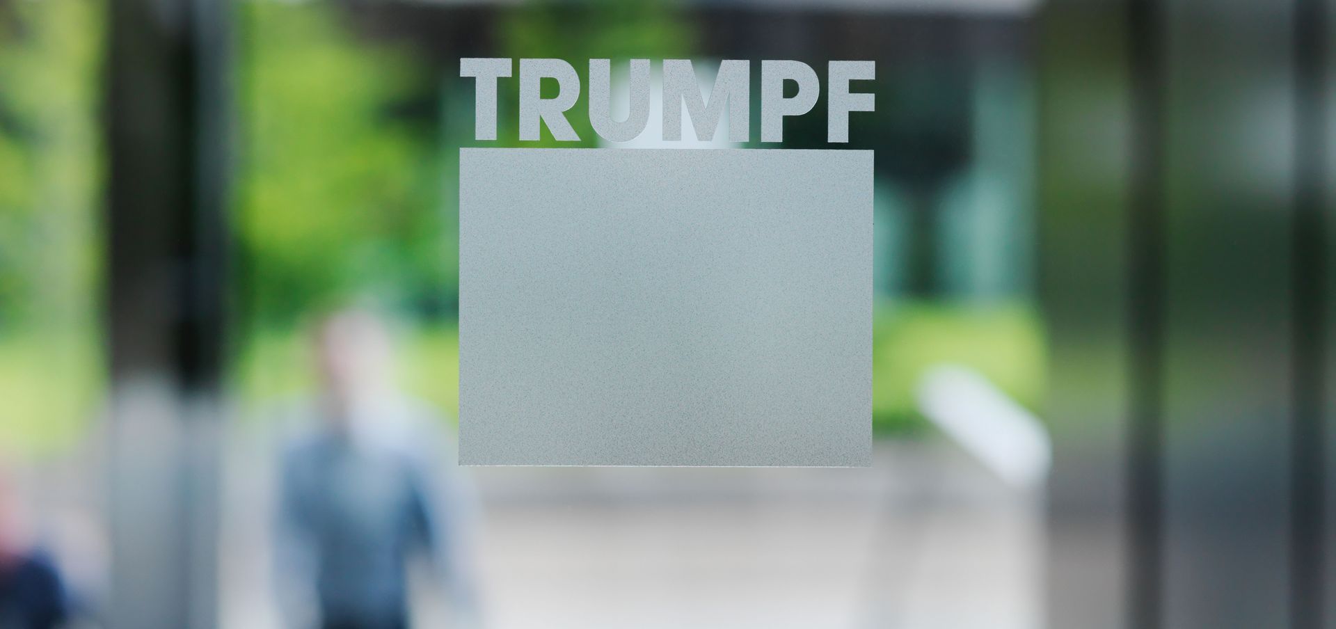 TRUMPF Logo at the headquarters main entrance