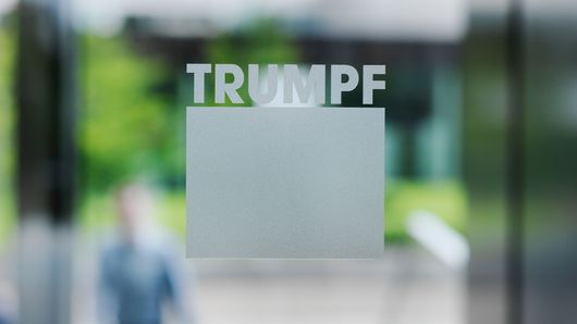 TRUMPF Logo at the headquarters main entrance