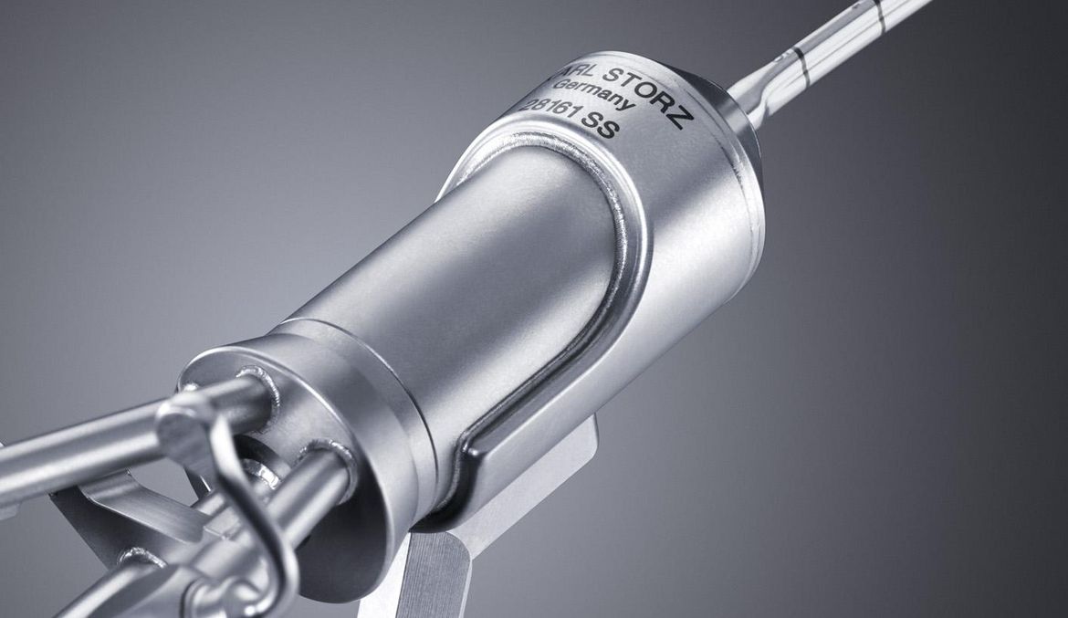 Laser welding and cutting on an endoscopic instrument.