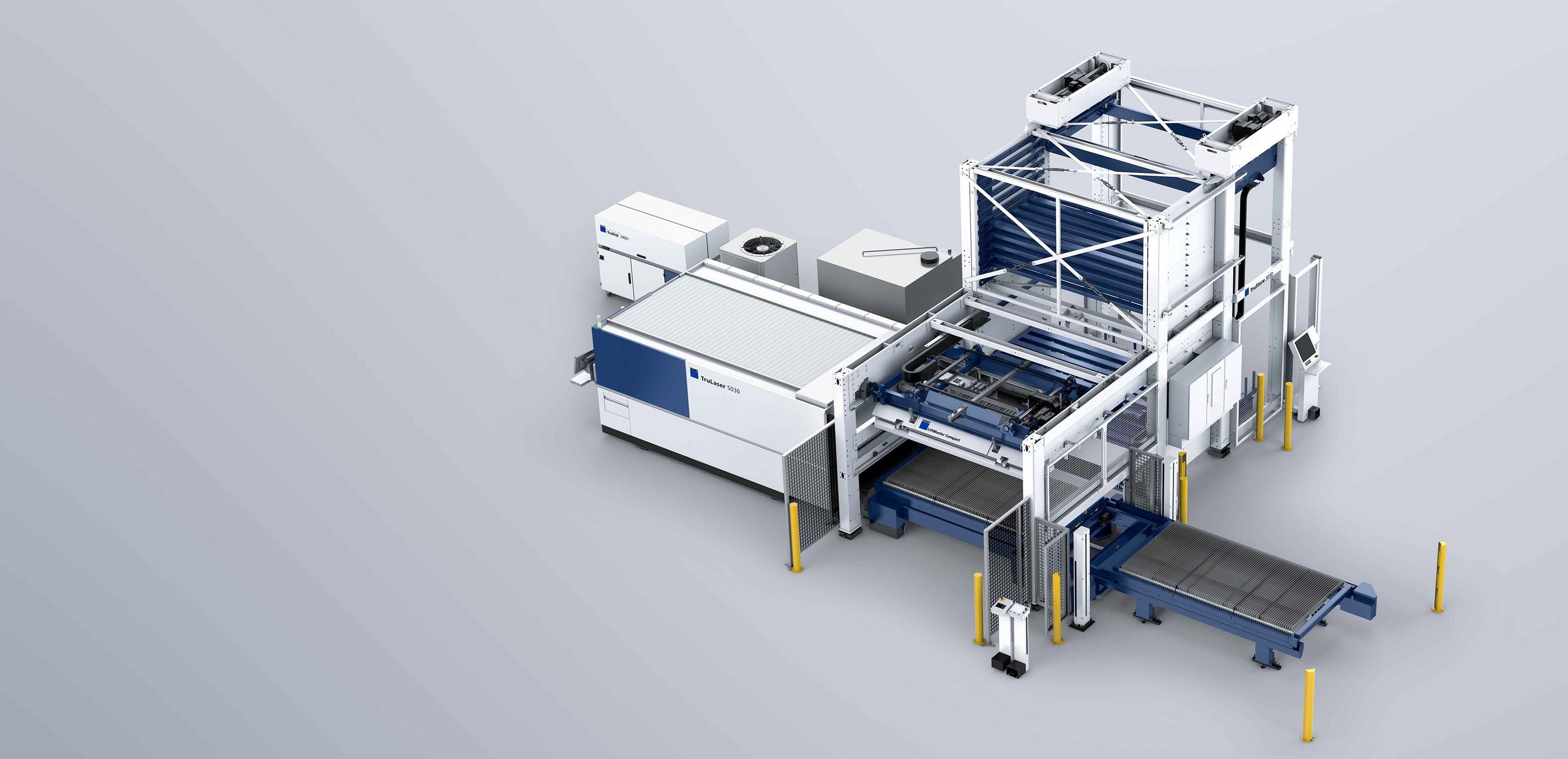 3D image of a 2D laser machine with third pallet station