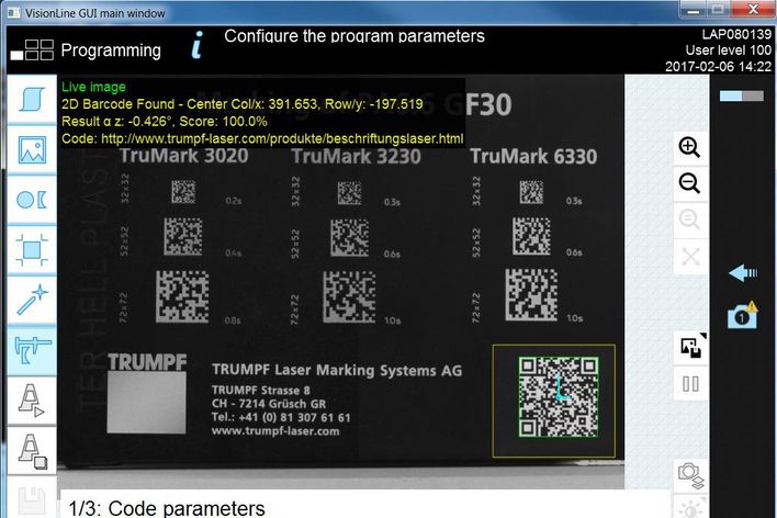 VisionLine Trace image processing