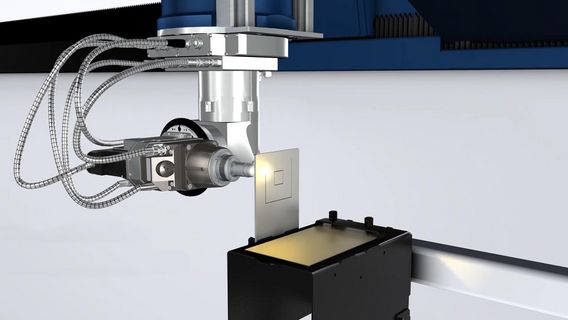 Fixture for cutting test sheets and readjusting the TruLaser Cell 8030